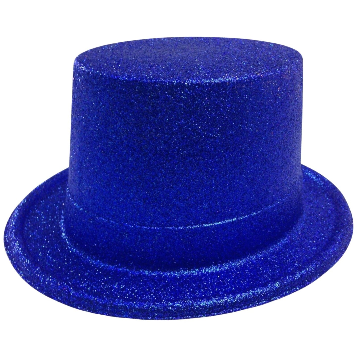 GLITTER TOP HAT Fancy Party Plastic Costume Tall Cap Fun Dress Up Sparkle - Blue