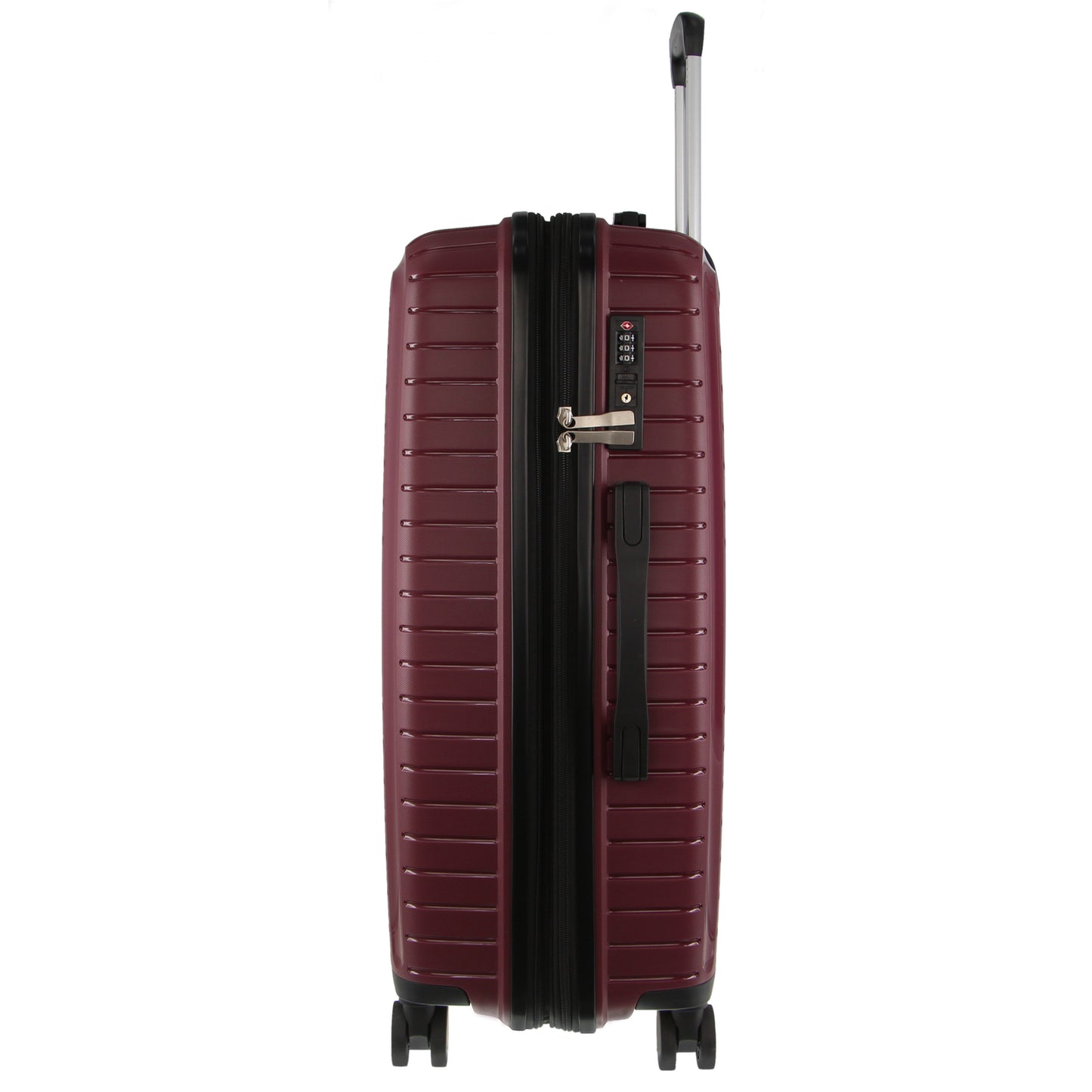 Hard-Shell Suitcase Pierre Cardin 65cm Medium Travel Luggage Bag - Burgundy