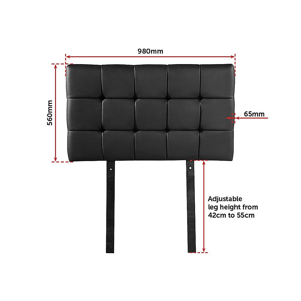 PU Leather Deluxe Bed Headboard Bedhead Single - Black