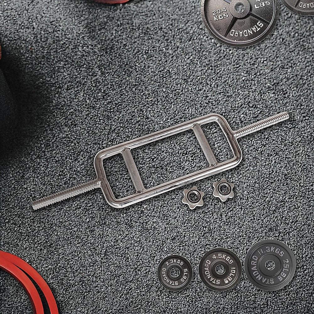 Tricep Bar Barbell Chrome Heavy Duty with HomeMyGardenlock Collars