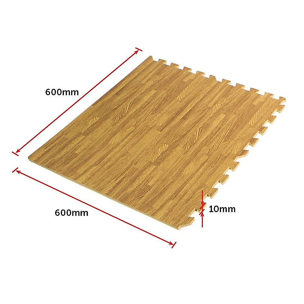 EVA Fitness Home Yoga Gym Interlocking Floor Puzzle Mat - 12 Tiles Wood Colour