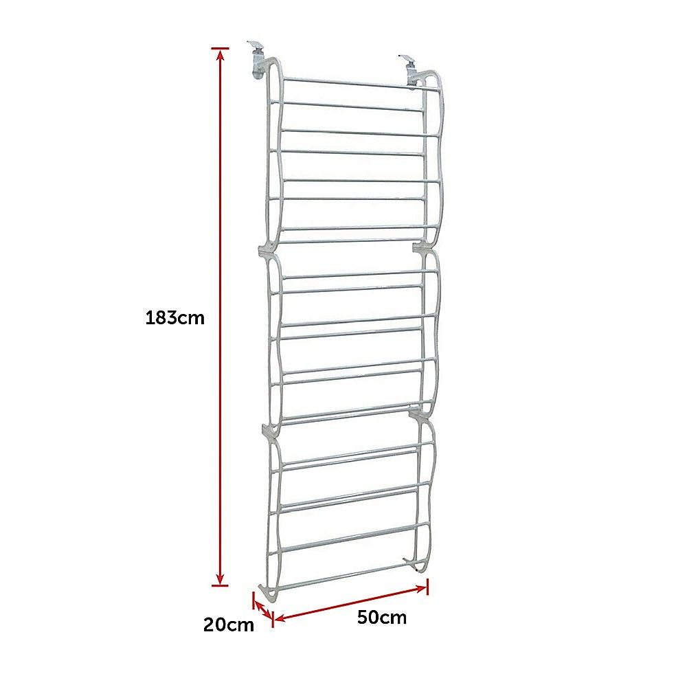 Shoe Holder Organiser Over the Door Hanging Shelf Rack Storage Hook 36 Pair