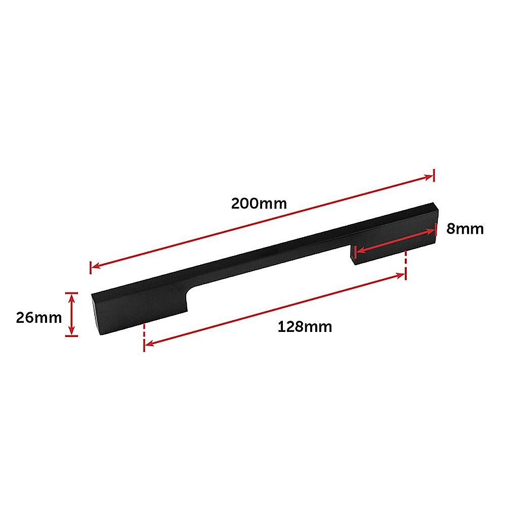 Kitchen Handles 5x 128mm Cabinet Cupboard Drawer Black Square Furniture Pulls