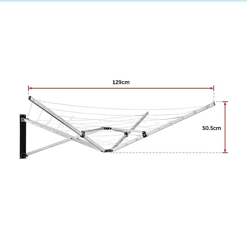 Wall Hang Clothes Airer Dryer 26m 5 Arm Mountable Washing Line for Bathroom & Kitchen