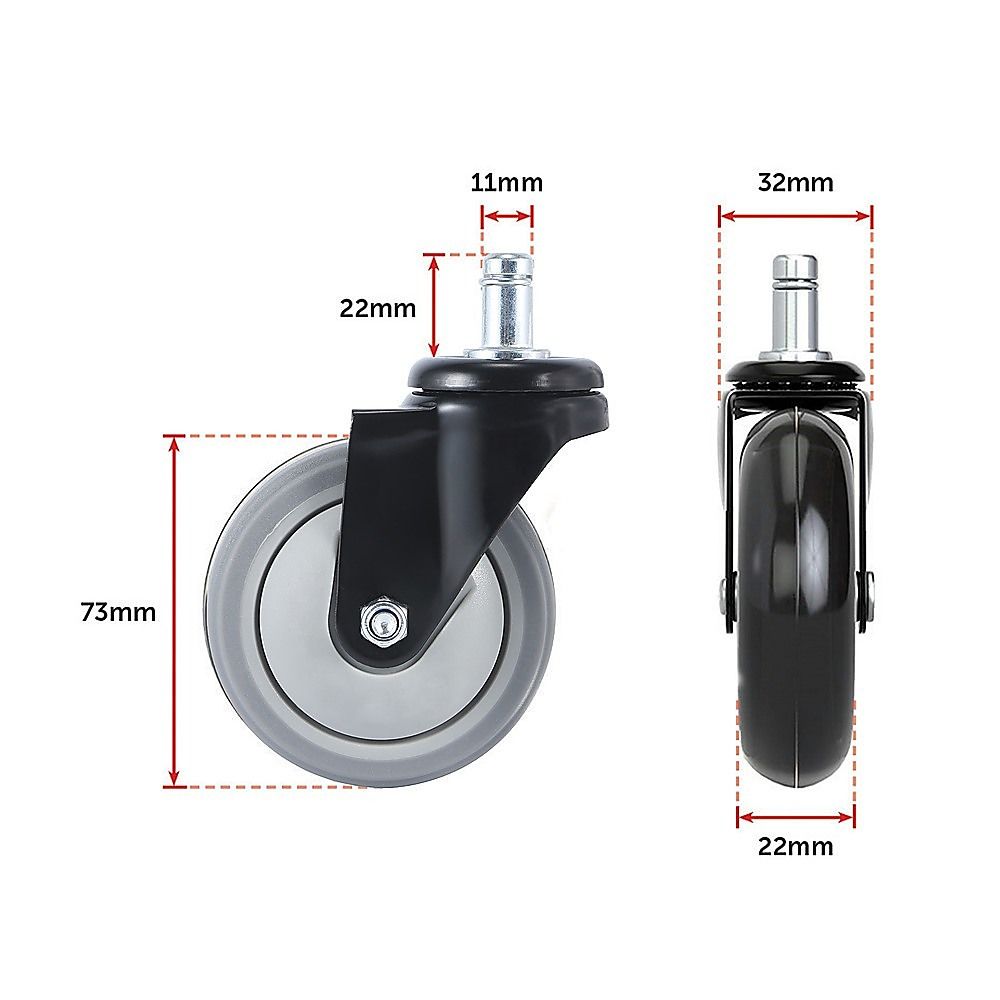 Office Chair Caster Wheels Set of 5 - Heavy Duty & Safe for All Floors with Universal Fit