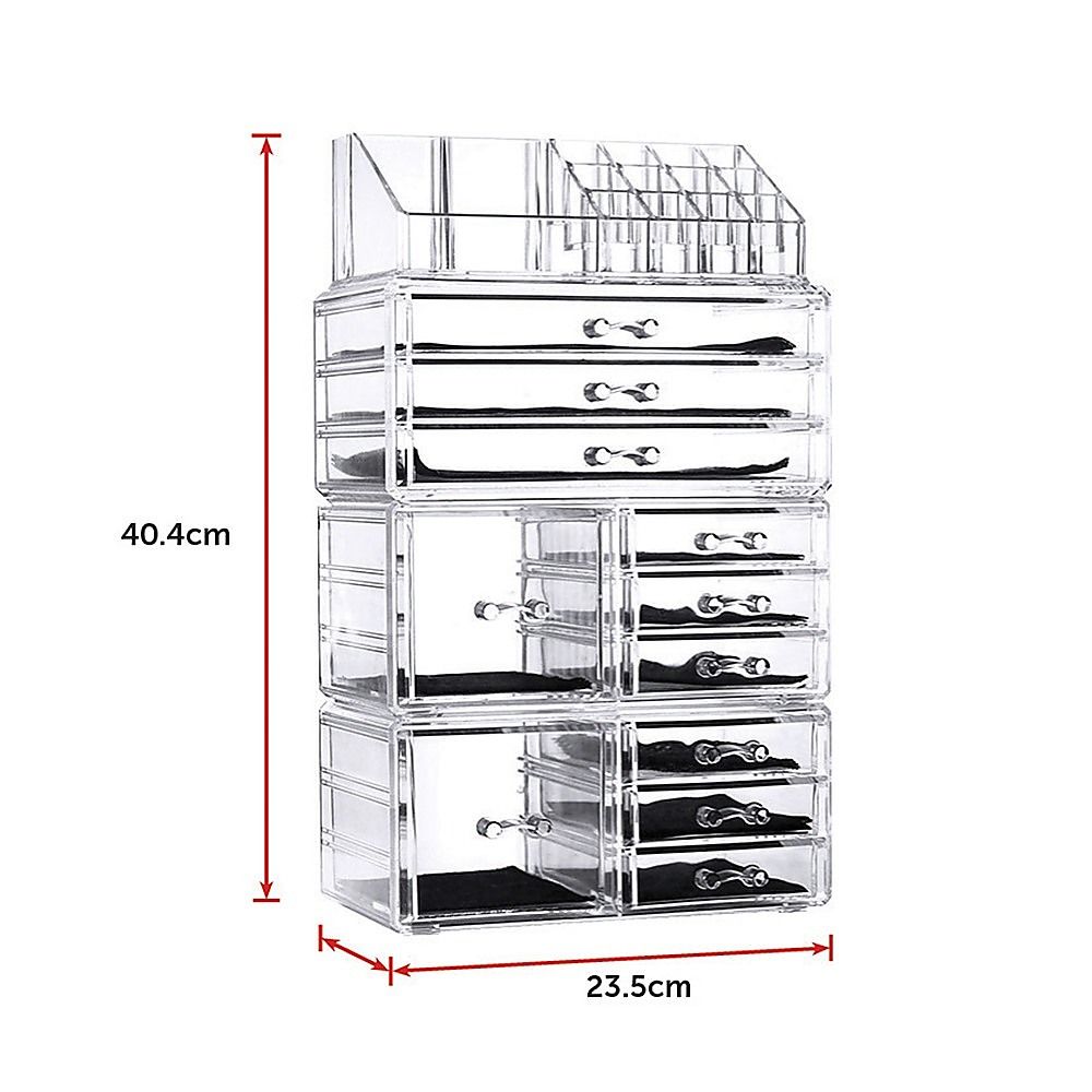 Cosmetic Organizer 11 Drawers Clear Acrylic Tower for Jewelry Luxury Storage Cabinet