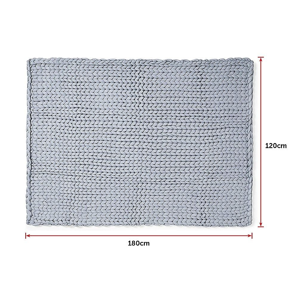 Chunky Blanket Hand Knitted Thick Acrylic Yarn Home Throw Rug - Grey