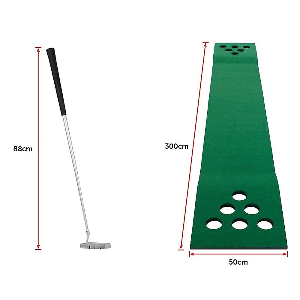 Golf Beer Pong Game Toy Set with Green Putting Mat, 2 Putters & 6 Balls