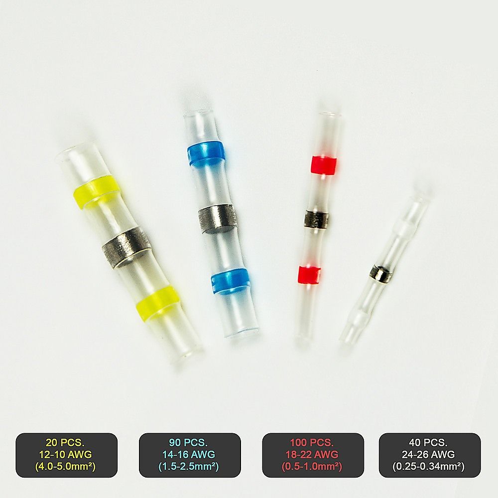 Waterproof Solder Seal Sleeve 250PCS Heat Shrink Butt Wire Connectors & Terminals