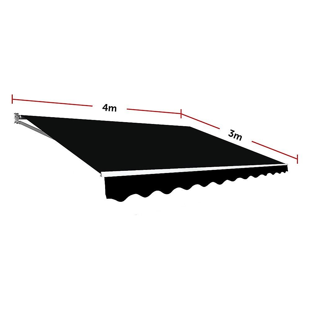 Outdoor Awning Folding Arm Retractable Sunshade Canopy 4.0m x 3.0m Black