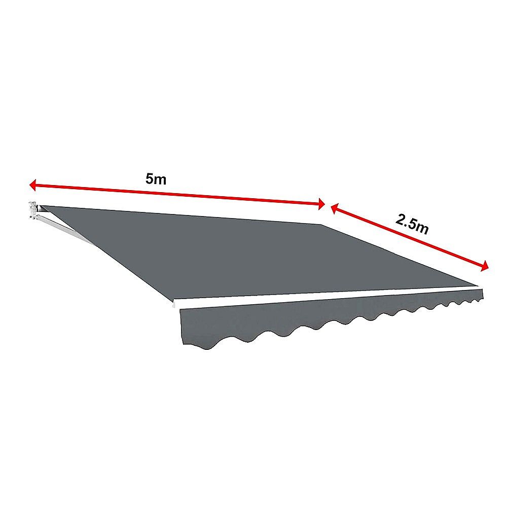Folding Arm Awning Motorised Outdoor Retractable Sunshade Canopy Grey 5.0m x 2.5m
