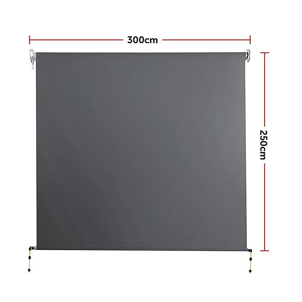 Outdoor Awning Retractable Straight Drop Roll Down Garden Patio Screen 3.0X2.5M