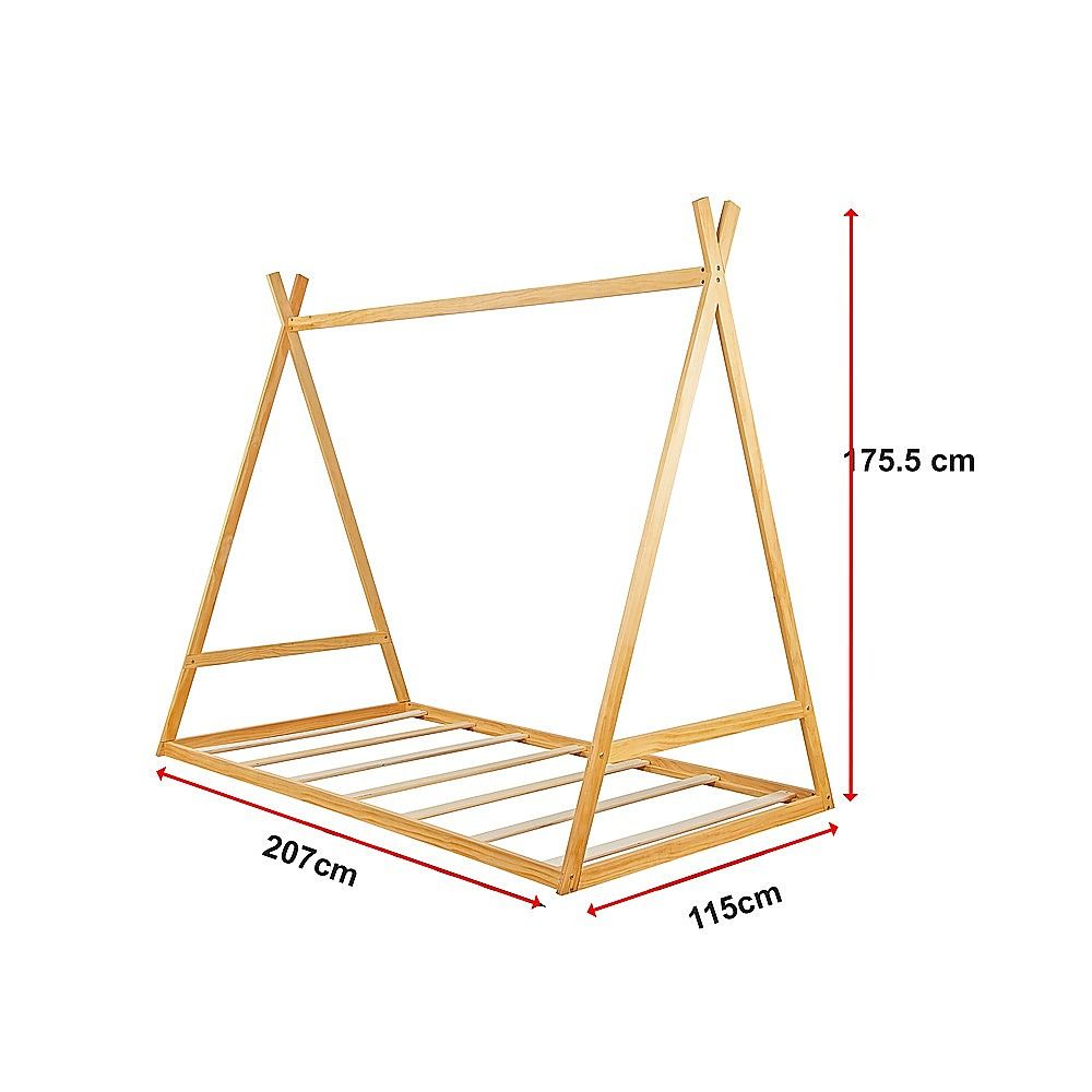 Kids Tent Montessori Toddler Floor Bed Wooden Bedframe