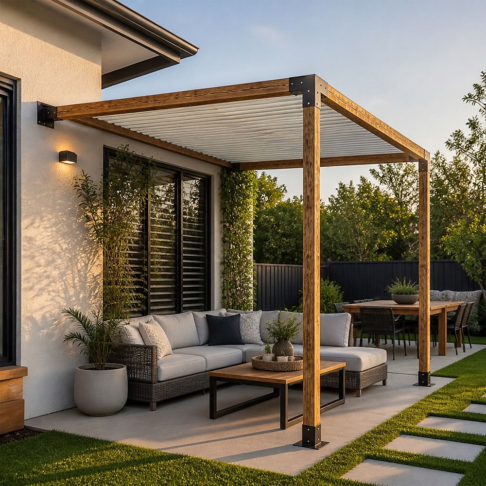 Roof Pergola Gazebo Shed - Matte Black Steel Brackets DIY Kit