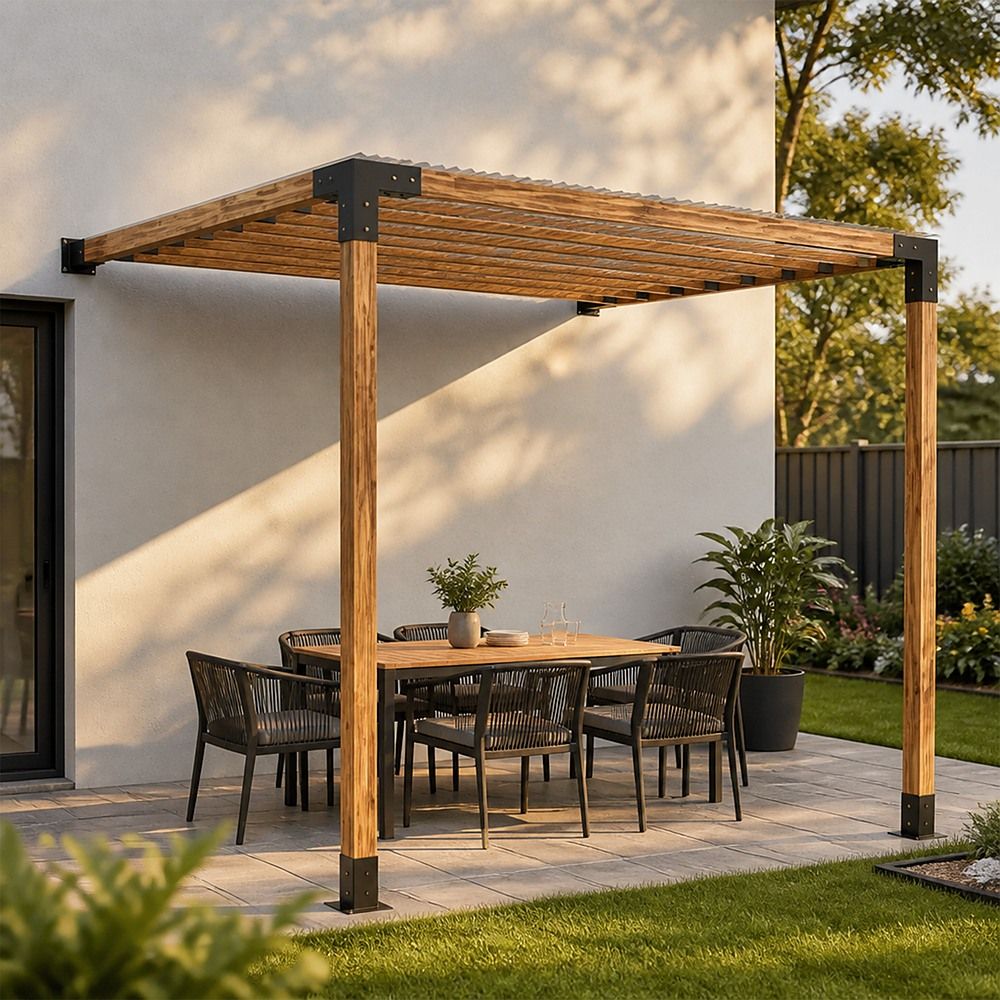 Roof Pergola Gazebo Shed - Matte Black Steel Brackets DIY Kit