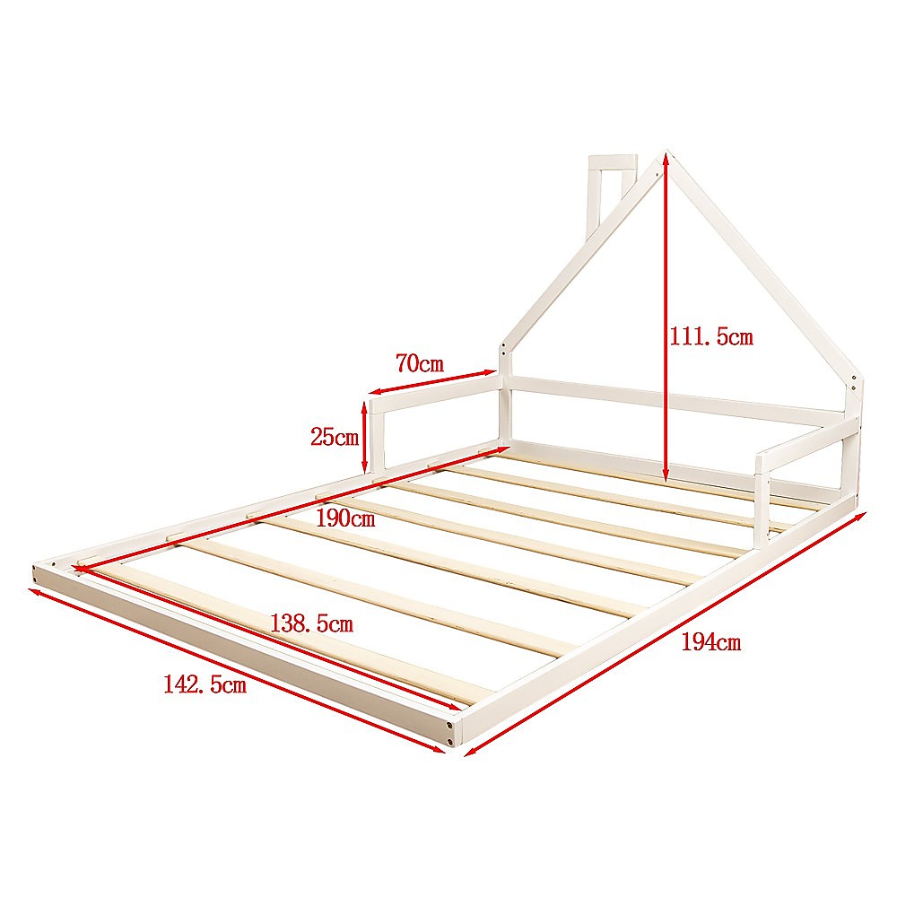 Pine Wood Floor Bed House Frame - Kids & Toddlers