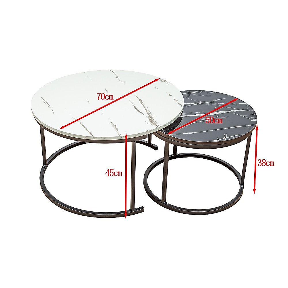 Coffee Table Round Marble Design Nesting Side Furniture