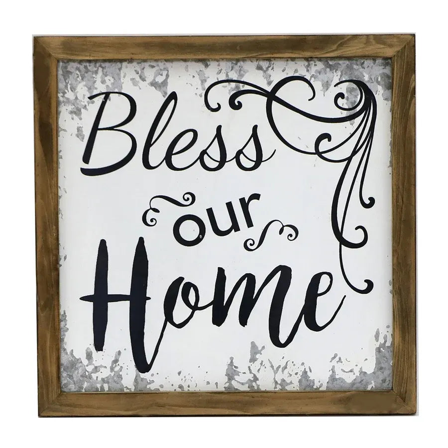 Bless Our Home Timber Framed Wall Art 40cm
