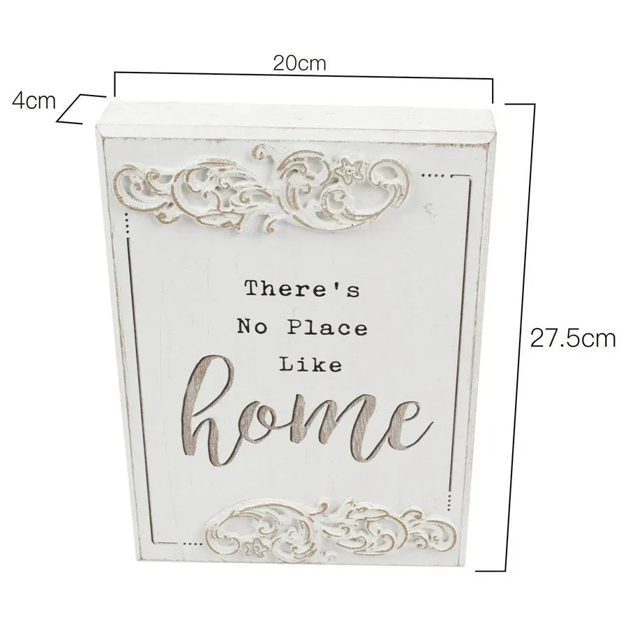Wood-carved 'No Place Like Home' Wall Art 20x27cm