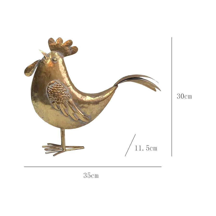 Lustre Gold Chook Long Tail 35x30cm