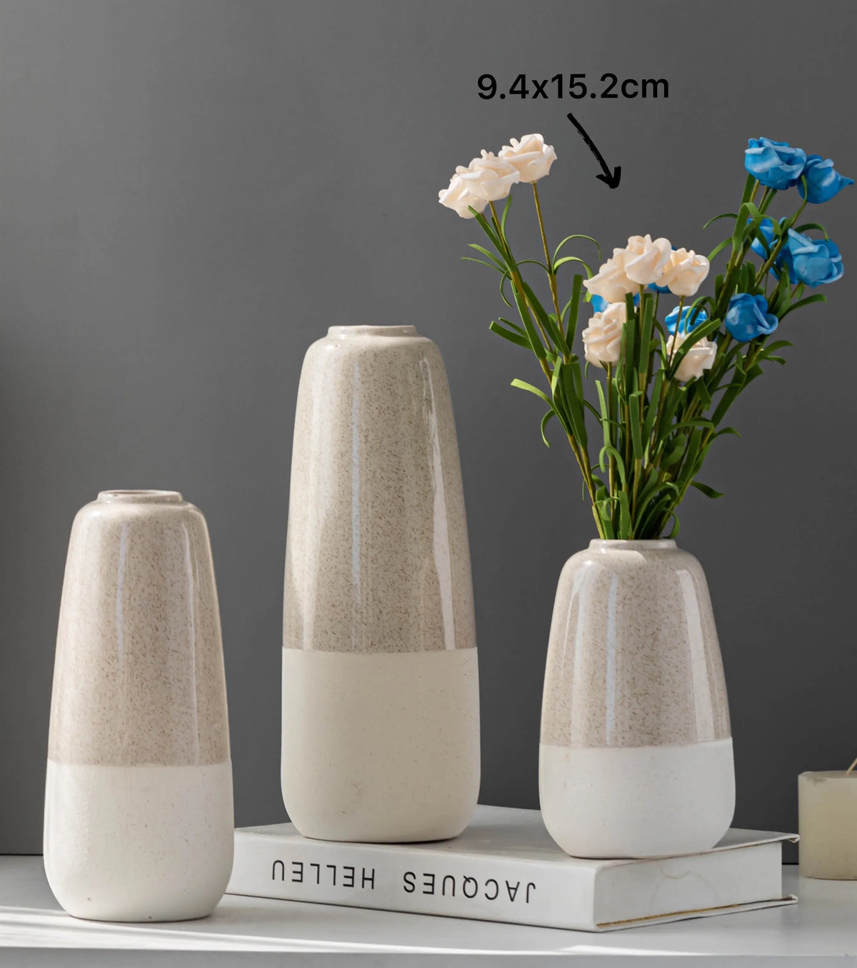 Two Tone Ceramic Vase Flower 15cm