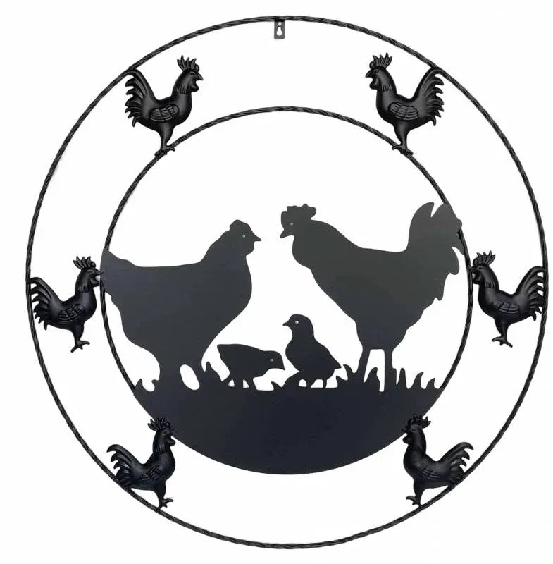 Metal Chicken Wall Art 79x79cm