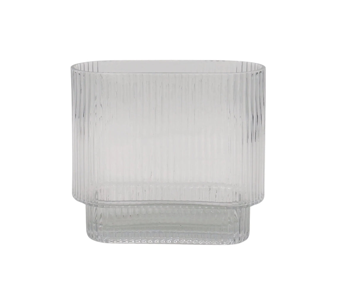 bulk 6 Clear Rippled Glass Vase Oval 20x20cm