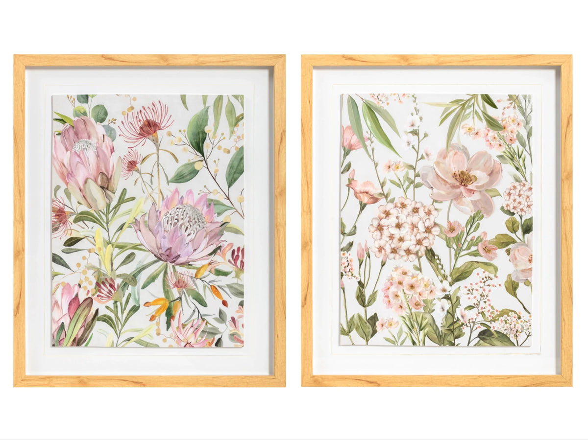 Set 2 Floral Framed Wall Art Assort 50cm