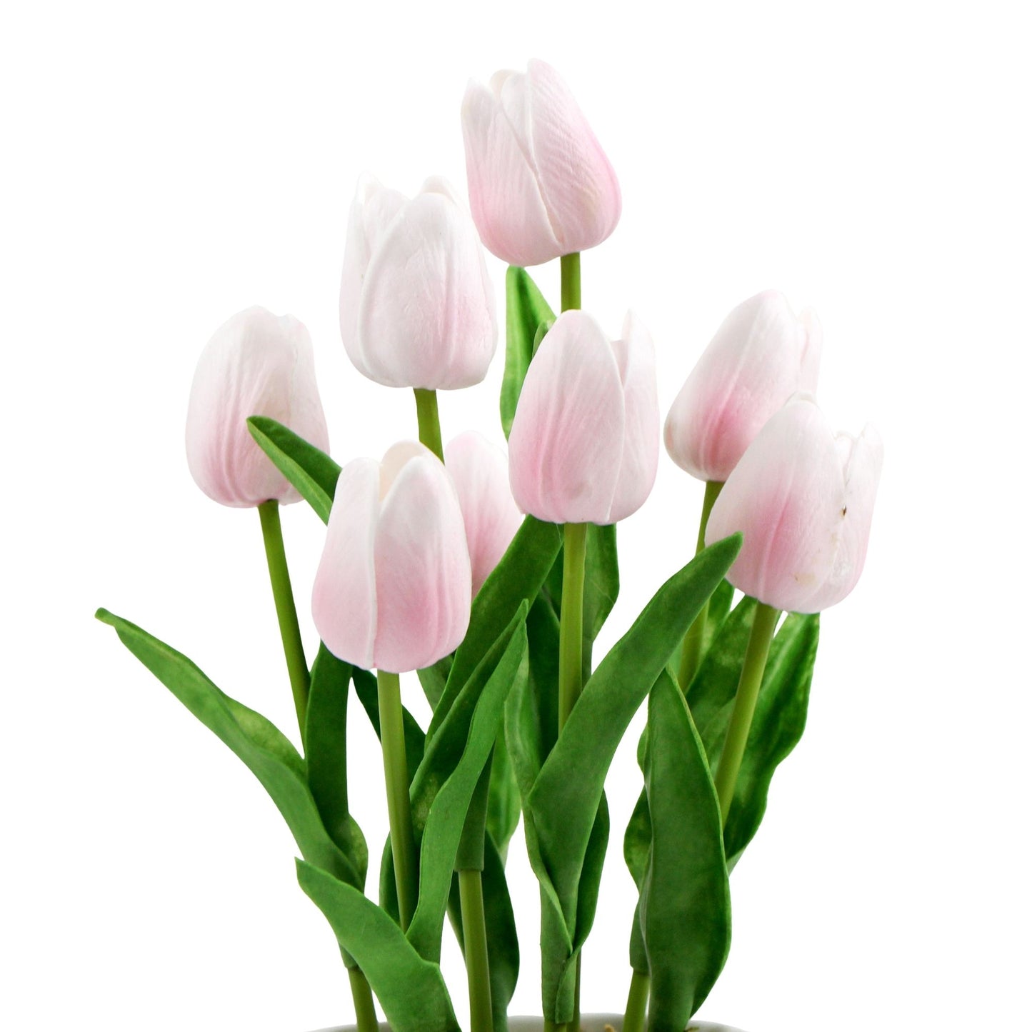 Artificial Tulip Plant Arrangement Flowering Pink with Ceramic Bowl - 35cm
