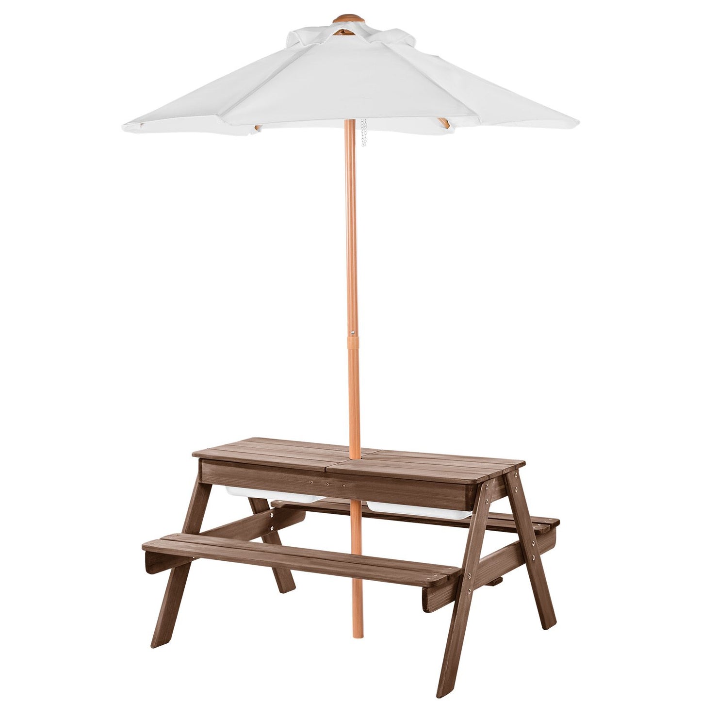 VEVOR Picnic Table Wooden Tables and Bench Set Umbrella Garden Indoor Outdoor