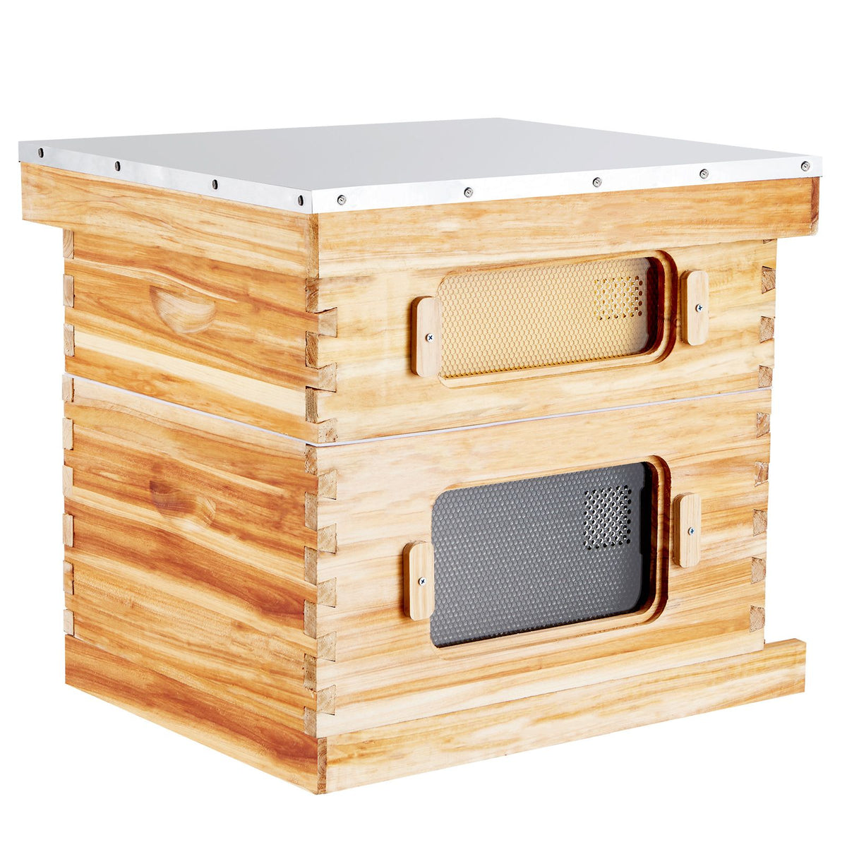 VEVOR Bee Hive 20 Frame Bee Hives Starter Kit, Beeswax Coated Cedar Wood, 1 Deep + 1 Medium Bee Boxes Langstroth Beehive Kit, Transparent Acrylic Windows with Foundations for Beginners Pro Beekeepers