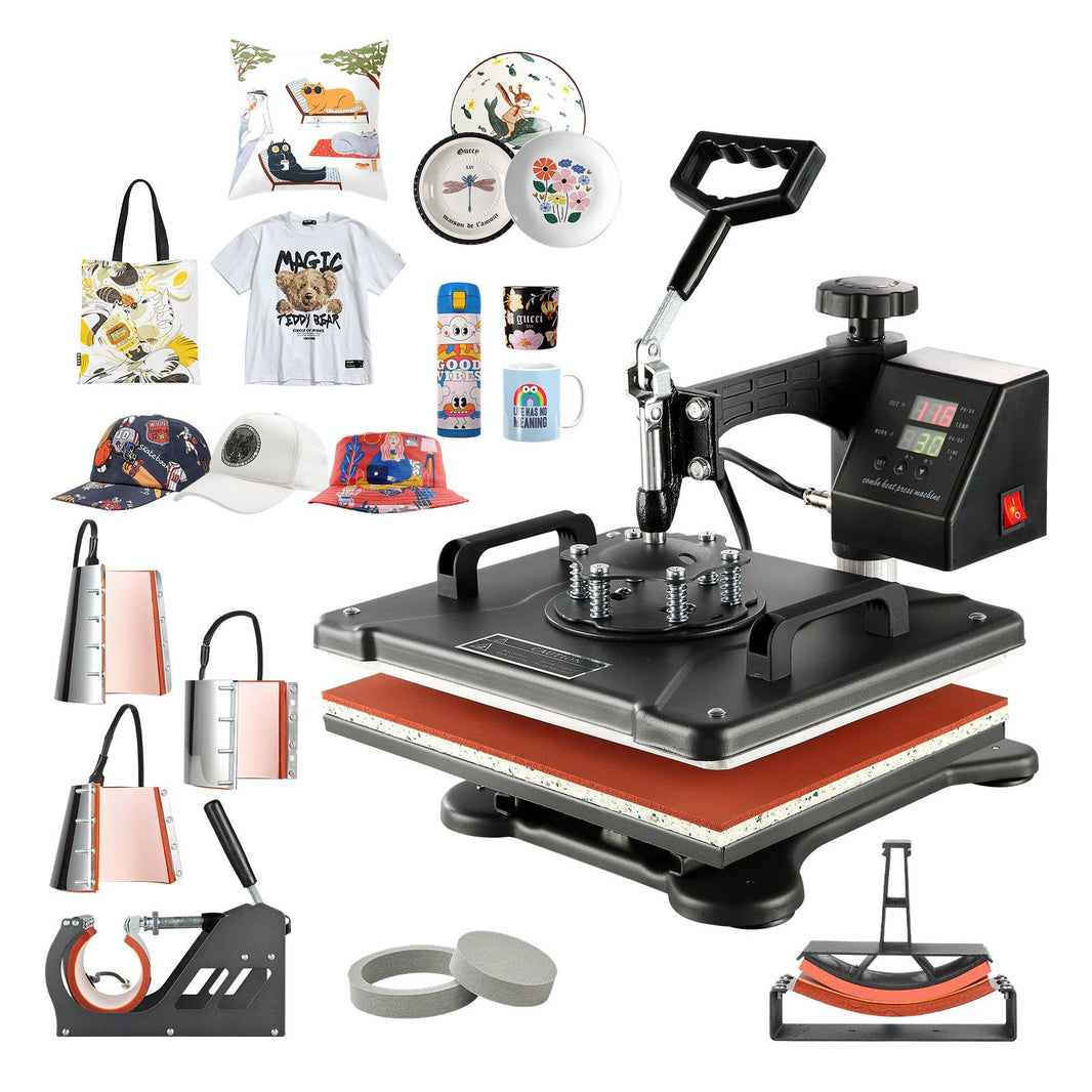 VEVOR 1400W Heat Press Machine 8 In 1 Sublimation Steel Frame Heat Presses with Temperature And Time Control (12X15INCH 8IN1)