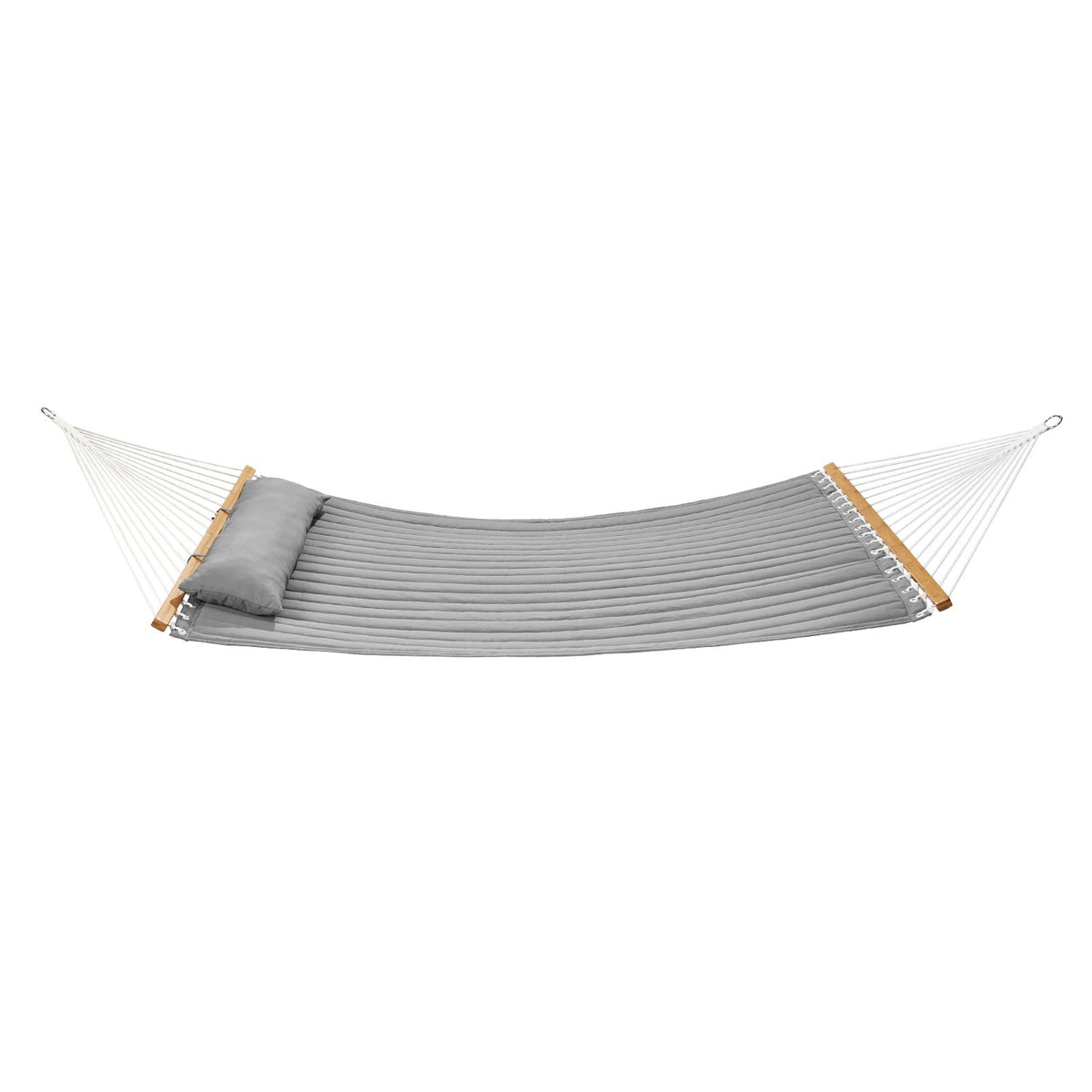 VEVOR Double Quilted Fabric Hammock, 12 FT Double Hammock with Hardwood Spreader Bars, 2 Person Quilted Hammock with Detachable Pillow and Chains for Camping Outdoor Patio Yard Beach, 480 lbs Capacity