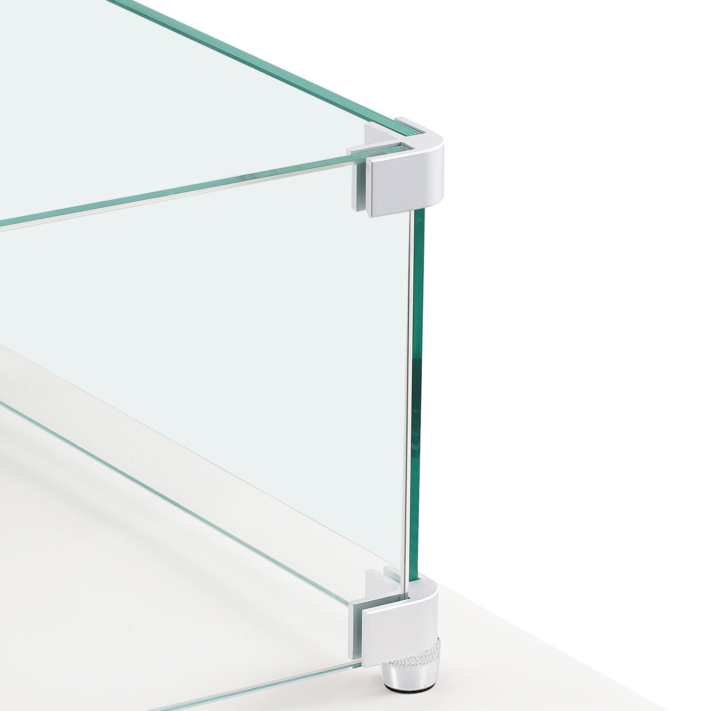 VEVOR Gas Fire Pit Wind Guard for Square Fire Table, 595 x 190 x 165 mm Clear Tempered Wind Guard for Firepits, 8mm Thick Square Glass Shield, Glass Panel with Hard Corner Bracket & Feet