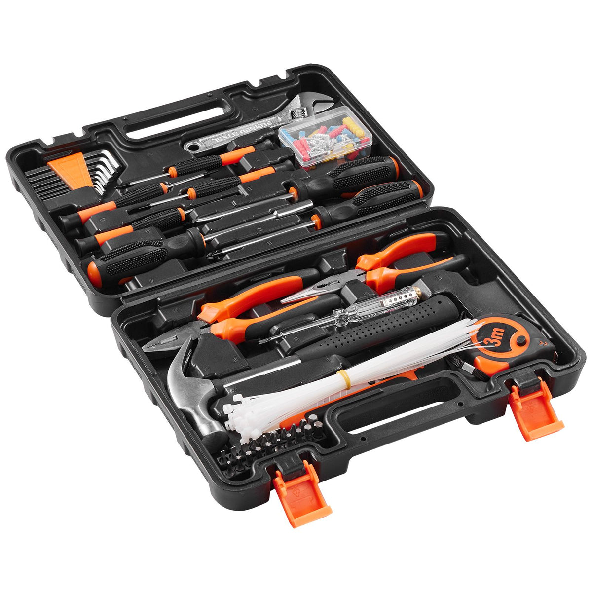 VEVOR Tool Kit 132 Piece General Household Hand Tool Set with Portable Tool Case