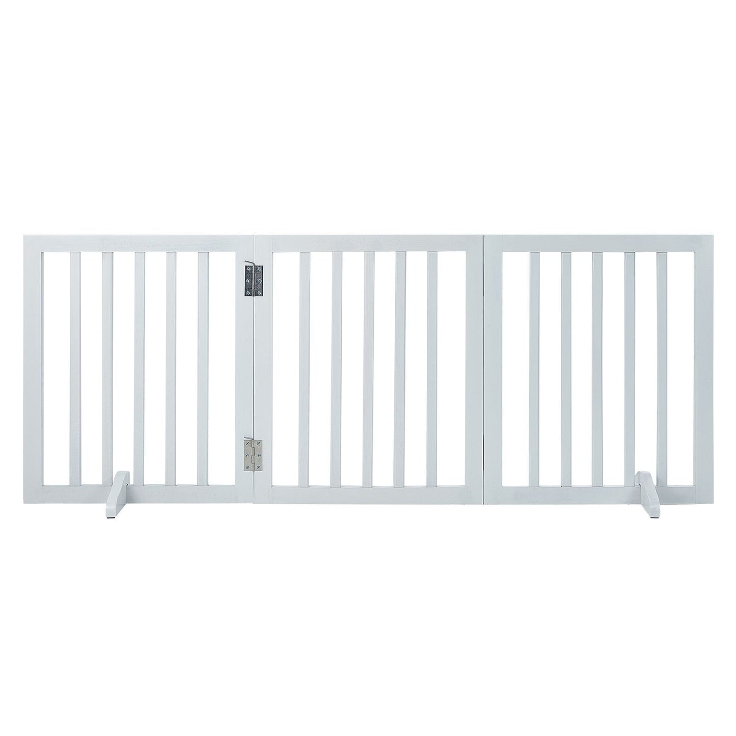 VEVOR Free Standing Dog Gate, 24" H x 60" W Freestanding Pet Gate, 3 Panels Foldable Dog Gate for Wide and Narrow Passageways, Expandable Dog Barrier with Silent Foot Support for Indoor, White