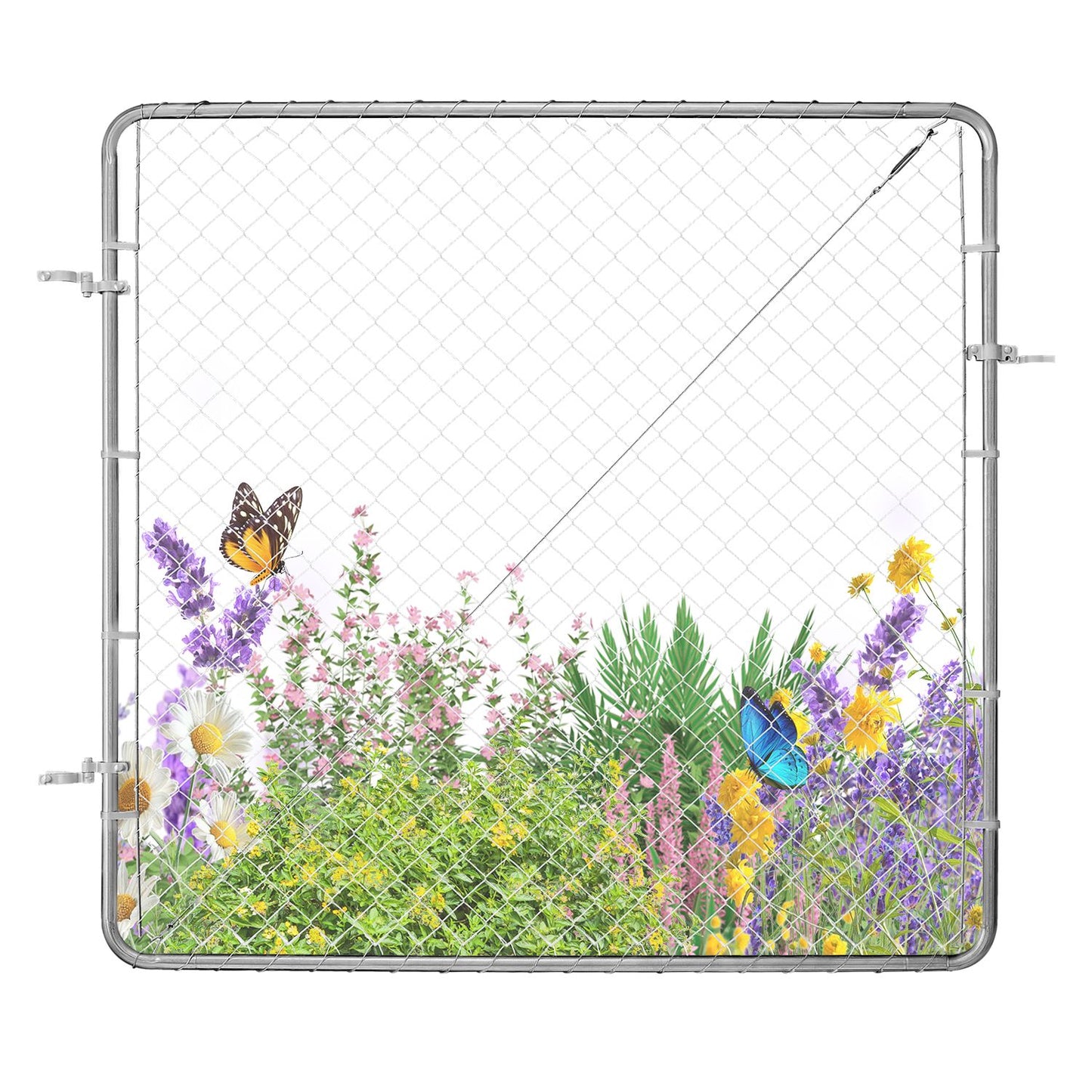 VEVOR Chain Link Fence Gate, 70 x 72 in, Adjustable Chain Link Fence Panel, Fit 3 ft (W) x 4 ft (H) Garden Fence Gate Opening, Rust-Resistant Galvanized Fencing Gate for Farm Posts Not Included