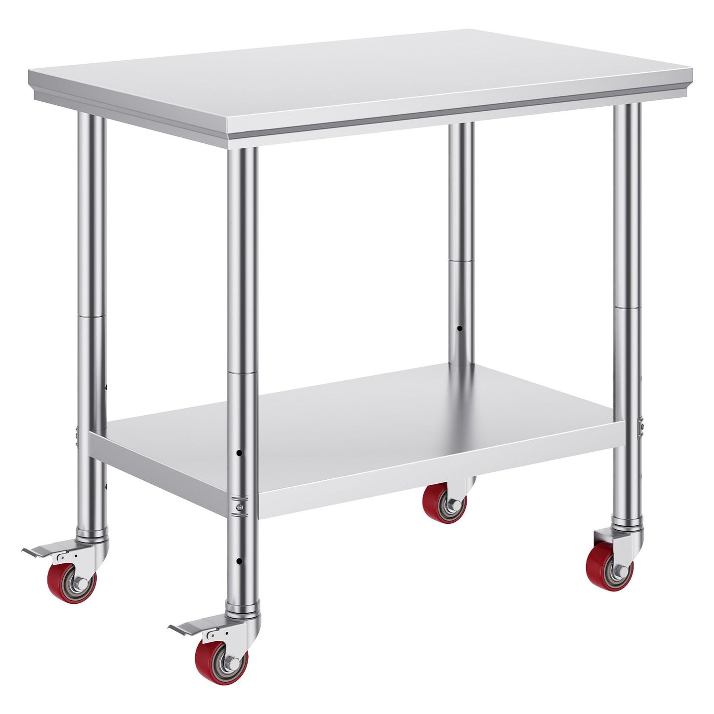 VEVOR Stainless Steel Work Table 36x24 Inch with 4 Wheels Commercial Food Prep Worktable with Casters Heavy Duty Work Table for Commercial Kitchen Restaurant