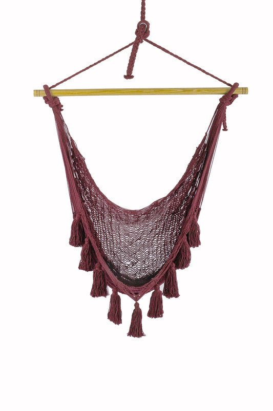 Extra Large Mexican Hammock Chair Deluxe Outdoor Cotton - Maroon
