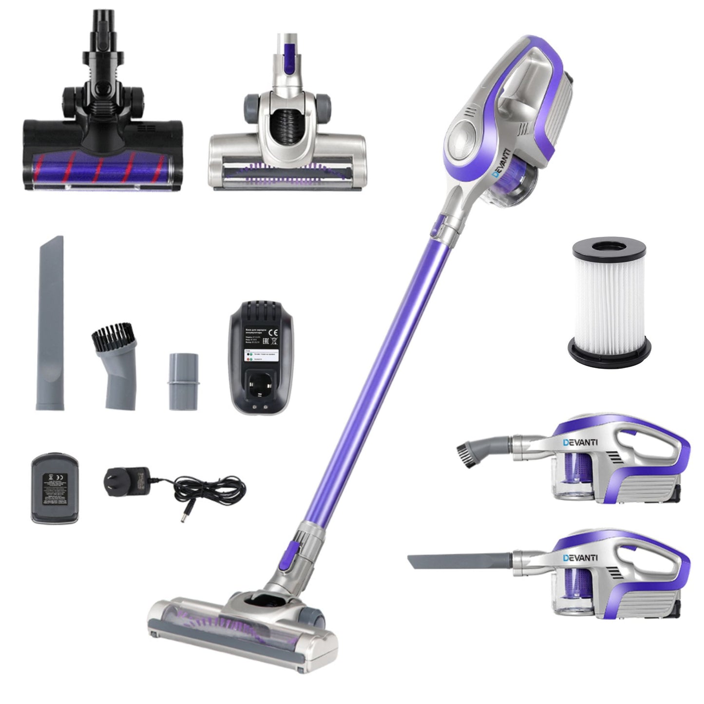 Cordless Handstick Vacuum Cleaner 150W - Purple & Grey