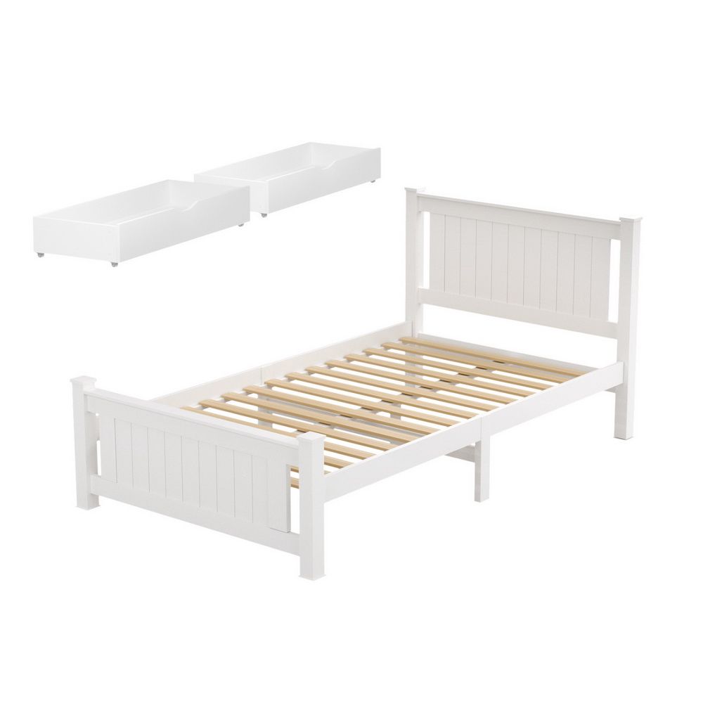 Bed frame with king single size platform storage