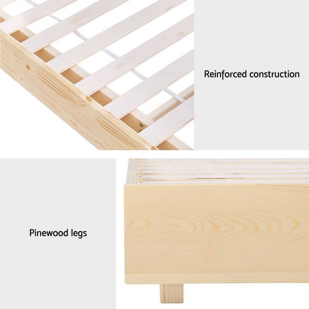 Bed Frame Double Size Floating Wooden Mattress Base Platform - Timber ODIN