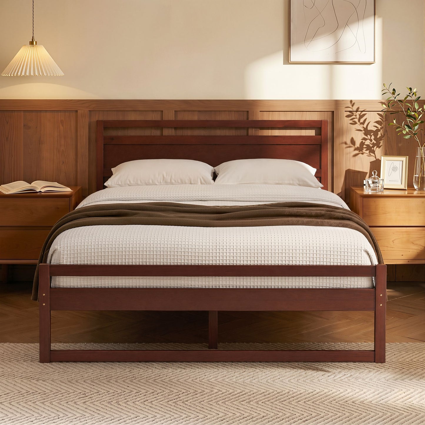 Bed Frame Double Size Wooden - Walnut WITTON