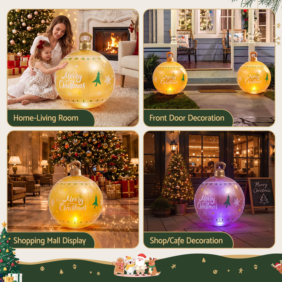 Christmas Inflatable Ball 60CM LED Illuminated Xmas Decoration