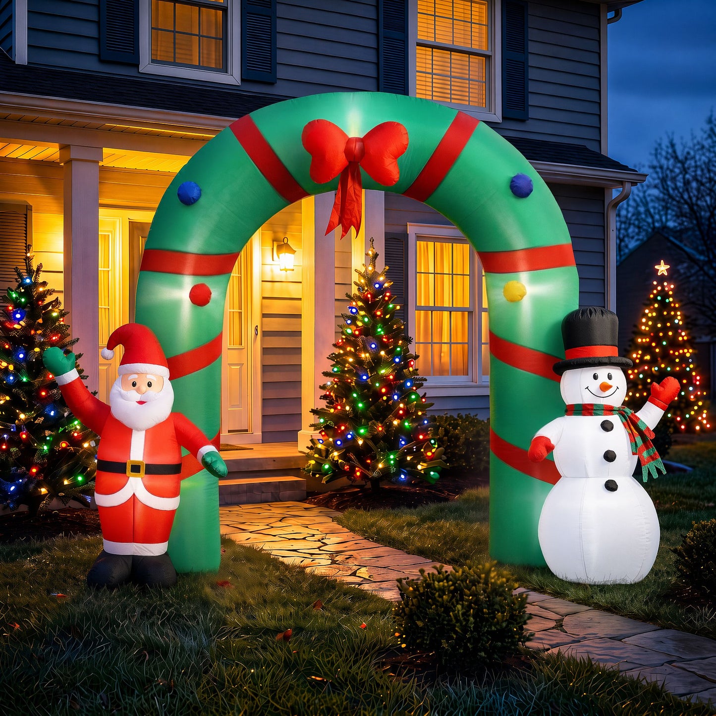 Christmas Inflatable Giant Archway Santa Snowman - 2.8M Light Decor