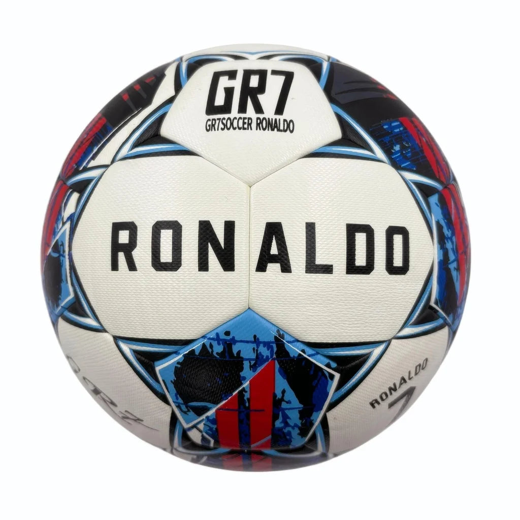 A black red and blue graffiti football made of PU