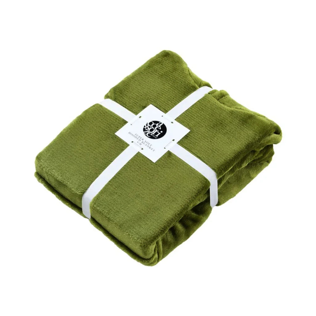 Accessorize Moss Green Super Soft Hooded Blanket Extra