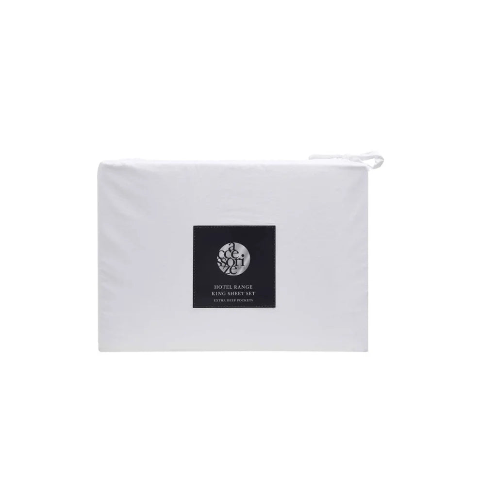 Accessorize Sheet Set Hotel Deluxe Cotton White/Black Piped