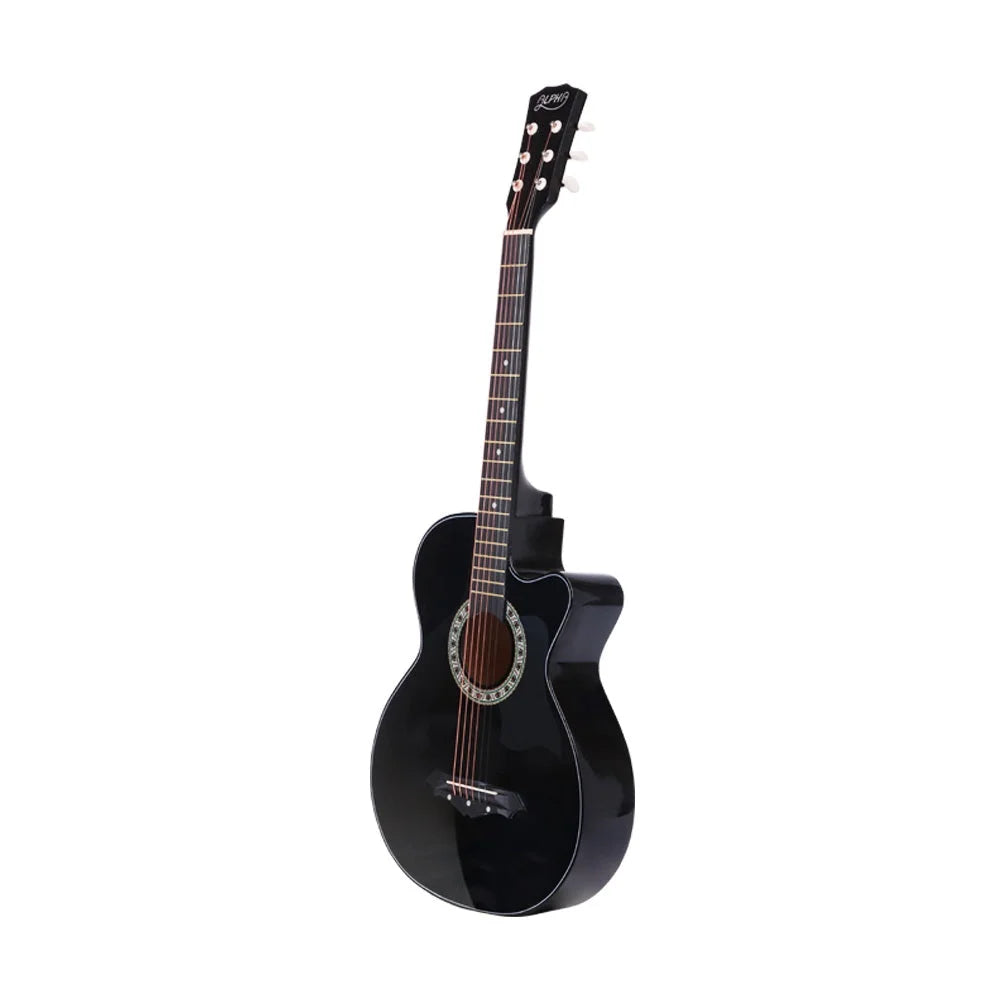 Acoustic Guitar ALPHA 38 Inch Wooden Black - Musical