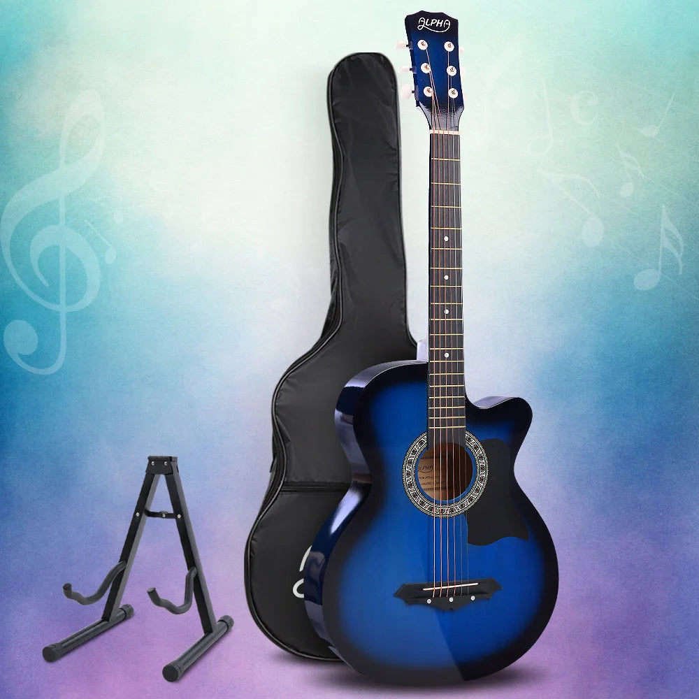 Acoustic Guitar ALPHA 38 Inch Wooden with Accessories set